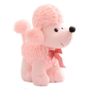 Peluche de Perro Poodle Rosa con Pelo Rizado y Corbata, Muñeco de Peluche Suave para Abrazar, Regalos de Año Nuevo para Niños - Product Image 1