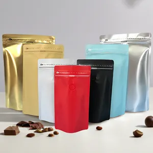Оптовая продажа, многоцветный матовый пищевой пакет с алюминиевой фольгой, ламинированный кофейный пакетик для чая, пластиковые упаковочные пакеты на молнии
