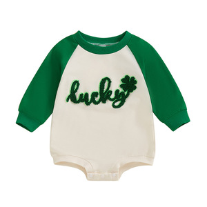 Infant Baby Girl Boy Saint <strong>Patrick</strong> <strong>s</strong> <strong>Day</strong> <strong>Outfit</strong> Wee Little Hooligan Bubble Romper Newborn Patchwork Playsuit - Product Image 1