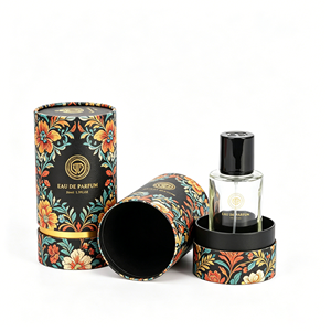 Boîte cylindrique en papier kraft blanc, emballage personnalisé pour parfum avec couvercle, boîte cadeau ronde de luxe pour l'affichage de flacons de parfum - Product Image 1