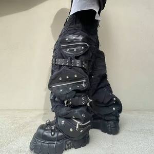 DiZNEW özel Hip Hop sokak giyim Baggy tasarımcı etiket Flare Boot-cut kot erkekler için erkek düz bacak kot - Product Image 2