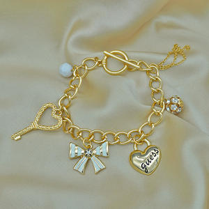 Pulsera de Cadena de Moda con Motivos de Corazón y Mariposa Inspirados en el Denim, Estilo Europeo y Americano, para Mujer - Product Image 1