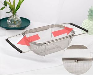 Panier égouttoir ovale en acier inoxydable de qualité supérieure pour évier de cuisine, passoire à mailles fines, panier à fruits extensible en métal - Product Image 4