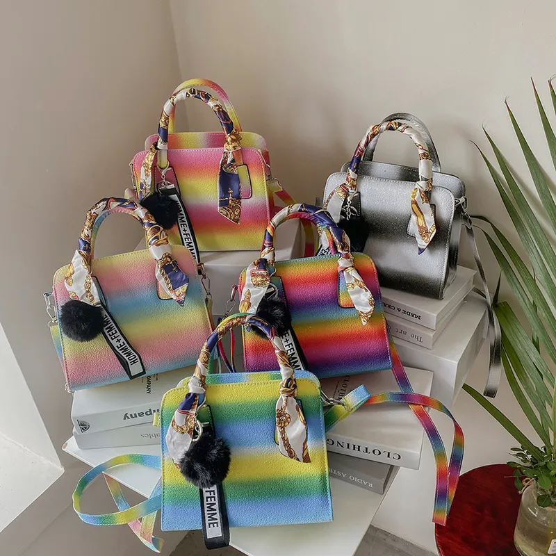 2021 여름 뜨거운 판매 여자 다채로운 손 가방 젊은 레이디 패션 지갑 스카프 핸드백