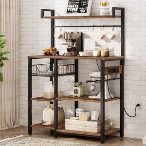Cross-border multi-layer simple <b>bracket</b> household multi-functional versatile wall-mounted storage rack with socket - Product Image 1