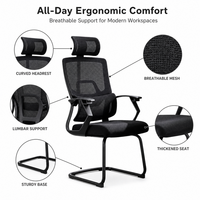 Chaise de bureau ergonomique en maille respirante avec soutien lombaire, dossier mi-haut, pour personnel et visiteurs