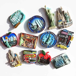 Vente en gros transfrontalière de souvenirs touristiques décoratifs d'artisanat américain de New York, aimants en résine peints, aimants pour réfrigérateur - Product Image 1