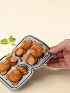 Molde de cubitos de hielo de oso de silicona reutilizable respetuoso con el medio ambiente al por mayor, formas 3D flexibles duraderas con tapa de fácil liberación, congelador, uso de alimentos - Product Image 5