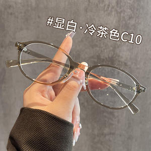 Montures de lunettes rondes écaille de tortue 8171 pour femmes, monture complète légère en TR90, protection contre la lumière bleue, verres en acétate - Product Image 5