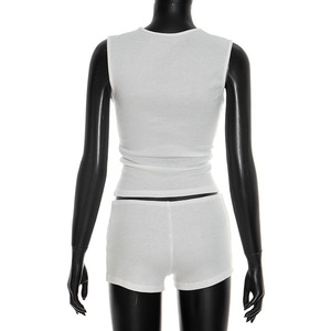 Sexy Summer Stretch Two-pieces <strong>Short</strong> Set With Sleeveless <strong>Romper</strong> <strong>Short</strong> Jumpsuit and Slim Tight <strong>Shorts</strong> - Product Image 6