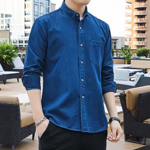 <span class=keywords><strong>Camicia</strong></span> da <span class=keywords><strong>uomo</strong></span> primaverile ed estiva in <span class=keywords><strong>denim</strong></span> 100% cotone, <span class=keywords><strong>slim</strong></span> <span class=keywords><strong>fit</strong></span>, casual, traspirante, monopetto, a maniche lunghe - Product Image 3