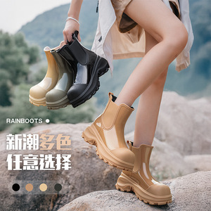 Professional Manufacture Waterproof Winter Autumn <b>Ankle</b> & <b>Bootie</b> Thick Soled PVC Rain Shoes Durable Design - Product Image 2