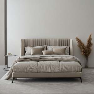 Luxury Upholstered Modern Velvet Fabric <b>Full</b> Size <b>Bed</b> Frame Eco-friendly Wooden Materials Customizable Sizes <b>for</b> Apartment Hotel - Product Image 3