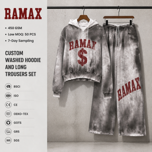 Conjunto de Sudadera con Capucha y Pantalones Largos RAMAX, 450GSM, Estilo Urbano Holgado, Chándal para Hombre con Estampado por Sublimación - Product Image 1