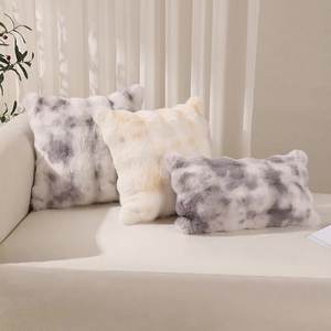 Hochwertige Kaninchen fell Couch Kissen Home Decor Kissen bezug Tie-Dyed Fur Throw Kissen bezug - Product Image 1