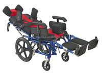 Chaise roulante médicale à vente chaude, en alliage d'aluminium, pour paralysie cérébrale, avec siège confortable pour personnes handicapées