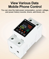GERK 2P 63A AC WIFI AVR Monophasé 10kVA Affichage LCD Compteur d'énergie intelligent Smartlife Compteur KWh Minuterie 50/60Hz Réinitialisation automatique