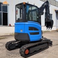 Mini-excavatrice LOGWAY en stock avec climatisation électronique en option et chenilles stables pour l'entretien des propriétés