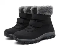 Botas de nieve impermeables para mujer, botines cálidos con forro de piel cálida, para senderismo, antideslizantes