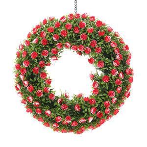 Hh-76<span class=keywords><strong>พวงมาลัย</strong></span>เทียมดอกกุหลาบสี<span class=keywords><strong>แดง</strong></span>ใบไผ่ PE แขวนได้สำหรับงานวันคริสต์มาสฮาโลวีนงานจบการศึกษายาวนาน - Product Image 2
