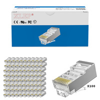 RJ45 colokan Modular 8P8C berpelindung Cat5e Cat6a Ethernet konektor RJ45 transparan untuk jaringan kecepatan tinggi