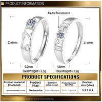 Ensemble de bagues de promesse personnalisées en moissanite et argent sterling pour couple, cadeau tendance pour fiançailles et anniversaire de mariage