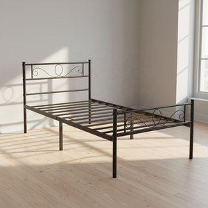 Lits métalliques simples et doubles <span class=keywords><strong>en</strong></span> gros à prix abordable, cadre <span class=keywords><strong>blanc</strong></span> et noir, meubles de salon avec <span class=keywords><strong>lit</strong></span> simple surélevé sur le côté complet - Product Image 2
