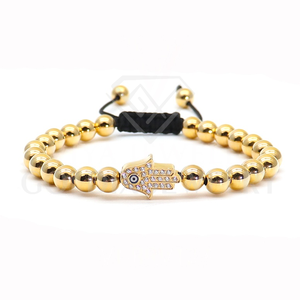 GOLDIX Jewelry New HipHop Luxury Micro Pave Hamsa Hand Charm <span class=keywords><strong>Bracelet</strong></span> Custom Logo Macramé pour Hommes Femmes pour Cadeaux Main <span class=keywords><strong>Jade</strong></span> - Product Image 5