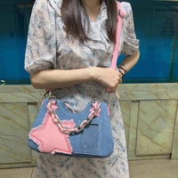 À la mode Y2K Vintage mode coréenne Colorblock épaule ITA sacs filles dames sous les bras Harajuku étoile fourre-tout Denim sac à main