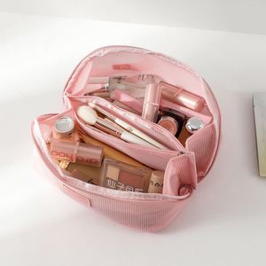 Sacs à maquillage en maille, trousse de toilette en maille, trousse de toilette portable, pochette zippée pour organiser les voyages, pochettes de maquillage et de toilette - Product Image 6