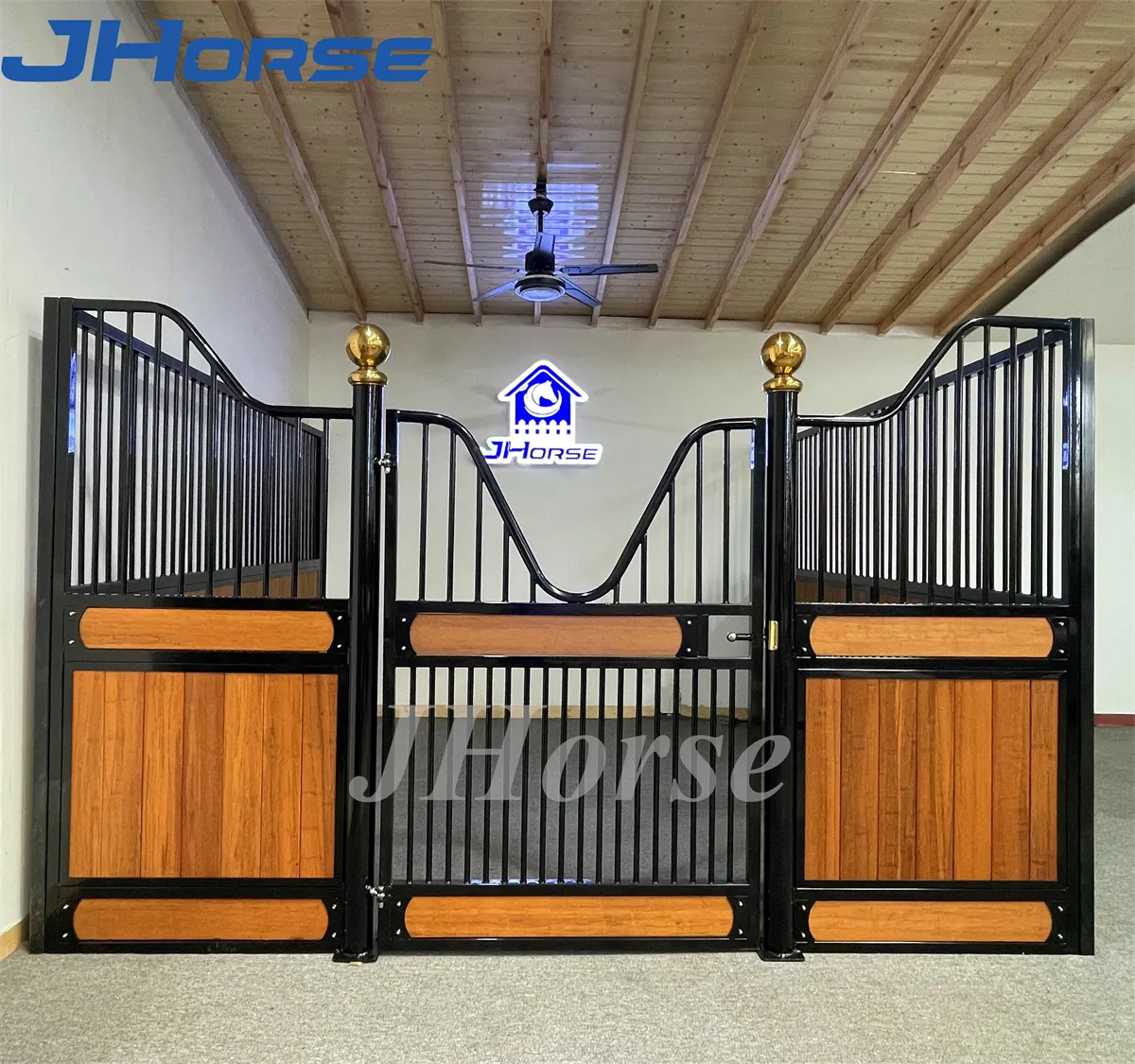 Customized Euro Style Horse Stable Stall Front Hinged Doors Infill Bamboo Grilled Bottom for Ventilation