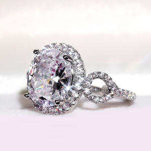 F767 Women's Oval Cut Synthetic <b>Diamond</b> <b>Ring</b> Classic Engagement <b>Ring</b> With Side <b>Diamonds</b> For Wedding Jewelry - Product Image 6