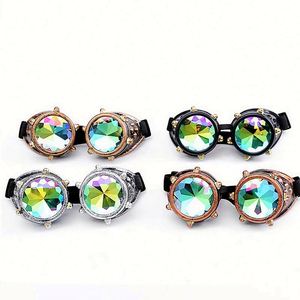 Gafas de Cristal con Lentes de Cristal Arcoíris, Estilo Gótico Punk, para Cosplay, Fiestas Rave, Caleidoscopio, Steampunk, con Logotipo Personalizado, Venta al Por Mayor - Product Image 4