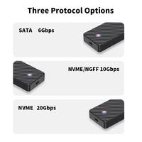 Casing HDD SSD Combo NVMe dan SATA Tipe-C Desain RGB, USB 3.2 Protokol Ganda 2 in 1 untuk M.2 PCIe NVMe/SATA SSD