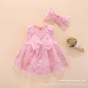 Qing Li per bambine <span class=keywords><strong>100</strong></span>% in cotone Casual stile principessa elegante con bottone estivo pagliaccetto senza maniche - Product Image 4