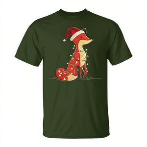 T-shirt graphique animalier avec lumières de Noël Fox, unisexe pour adultes - Product Image 2
