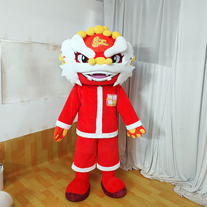 Chinese Style Cartoon <strong>Lion</strong> Dance Mascot <strong>Costume</strong> <strong>Adult</strong> Size with Helmet for Parades Carnivals Promotions &amp; Events - Product Image 1