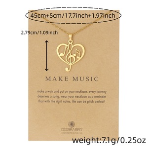Collier avec pendentif en forme de note musicale en acier inoxydable, réglable, à porter tous les jours, cadeau, bijoux à la mode - Product Image 4