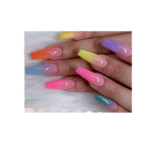 24 Uds gradiente blanco Simple Ballet <span class=keywords><strong>uñas</strong></span> postizas <span class=keywords><strong>cortas</strong></span> cuadradas Nail Art cubierta completa puntas de <span class=keywords><strong>manicura</strong></span> <span class=keywords><strong>para</strong></span> dedos diseño de prensa - Product Image 2
