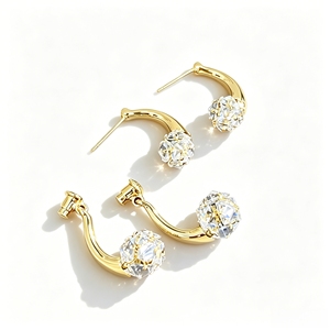 Nouvelles boucles d'oreilles plaquées or ZCgold au design séparé, boucles d'oreilles de luxe plaquées or avec zircon naturel, idéales <span class=keywords><strong>pour</strong></span> un usage quotidien - Product Image 3