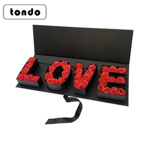 Tondo-caja de cartón rellenable con letras I Love You, embalaje para dulces, Chocolate, fresa, flor - Product Image 1