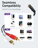 Câble audio Y 3,5 mm femelle vers 2 RCA mâle, adaptateur stéréo plaqué or, gaine en PVC, blindage tressé, lot de 2 pour home cinéma