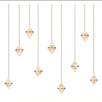Lustre conique de luxe en pierre d'albâtre et aluminium, éclairage LED haut de gamme, design étoilé, pour hôtel et villa, avec prise.