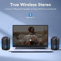 Altavoz Bluetooth Portátil para Exteriores con Resistencia al Agua IPX7, Sonido Estéreo Inalámbrico de 12W, Bluetooth 5.4, 12 Horas de Reproducción, Luces RGB, Emparejamiento TWS