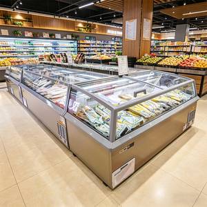 Congélateur horizontal commercial pour supermarché, vitrine de présentation de produits surgelés 334L, <span class=keywords><strong>gris</strong></span> foncé/noir, double usage pour glaces et fruits de mer - Product Image 6