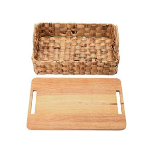 Juego de 2 cestas de Jacinto apilables naturales duraderas con tapas de roble ideales para el hogar hermoso trenzado Vietnam + 84976578835 - Product Image 3