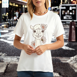 T-shirt pour femme 100% coton, blanc, imprimé sur le devant, manches courtes, col rond, tee-shirt décontracté, stock US - Product Image 3