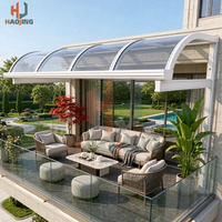 Auvent en aluminium courbé sur mesure pour extérieur, avec toile en polycarbonate résistante aux UV et au vent, protection solaire et pluie pour appartements, passages et ateliers