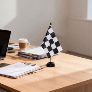 Factory Wholesale 100% Polyester Eco-Friendly Digital Printing PVC Flagpole Black White Checkered Racing Table <b>Flags</b> 11.8inch - Product Image 6