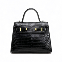 Sac à main de luxe en cuir véritable pour femme, motif crocodile, élégant, avec poignée supérieure, bandoulière amovible, fermeture éclair, souple, léger, résistant à l'eau